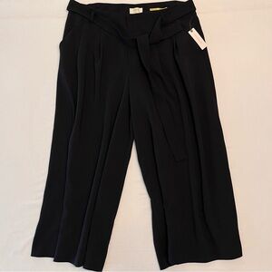 Maeve Anthropologie Black Old Money  Wide Leg Culottes Cropped Pants NEW Size 12